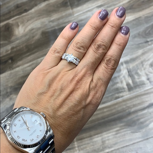 1.5ct Round Engagement Ring Wedding Band 2 pc set - Picture 3 of 8